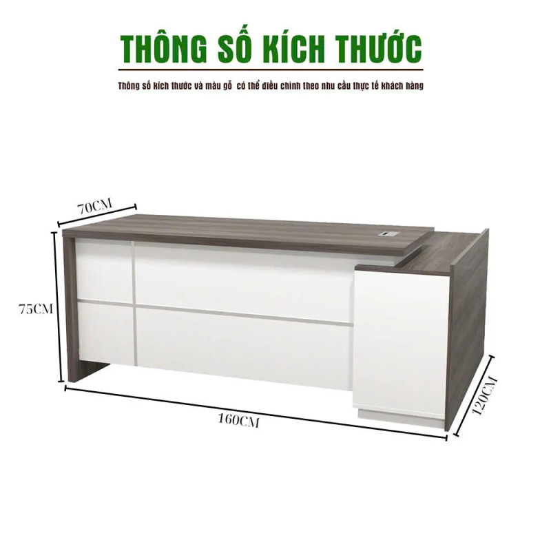 Bàn Giám Đốc Hai Tầng Mặt Nổi Tối Giản Hiện Đại - BGĐ134
