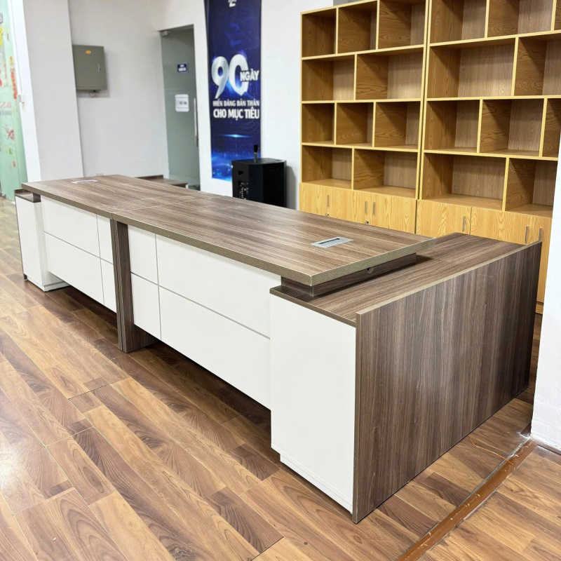 Bàn Giám Đốc Hai Tầng Mặt Nổi Tối Giản Hiện Đại - BGĐ134