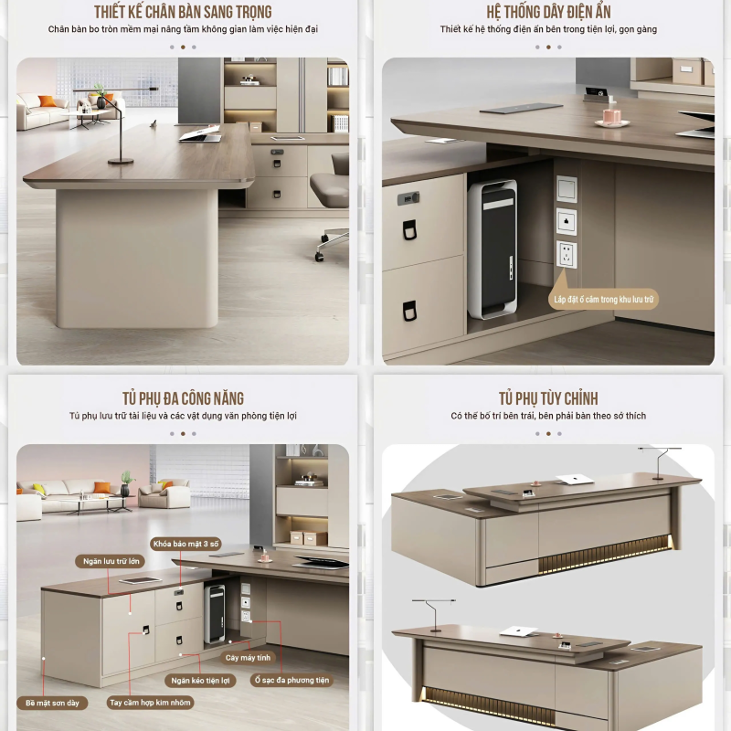 Bàn Giám Đốc Hiện Đại Màu Gỗ Đẹp - BGĐ100