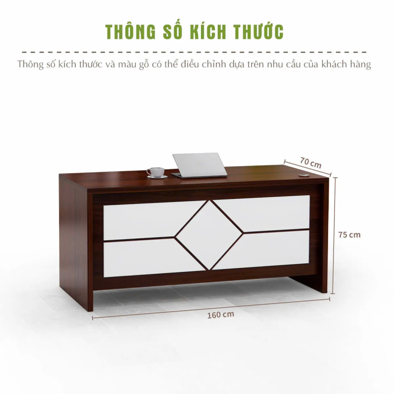 Bàn Giám Đốc Họa Tiết Kim Cương Sang Trọng - BGĐ127