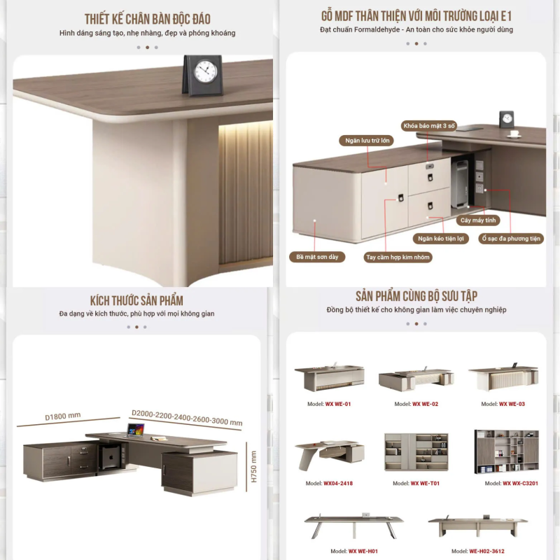 Bàn Giám Đốc Kiểu Dáng Thời Thượng - BGĐ98