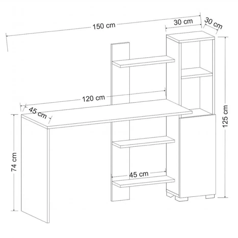 Bàn Làm Việc Gỗ Kèm Tủ Trang Trí Đa Năng - BG63