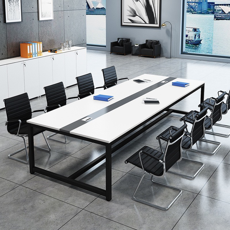 Bàn Họp Văn Phòng Màu Trắng Chân Sắt 2m4 x 1m2 - BH15