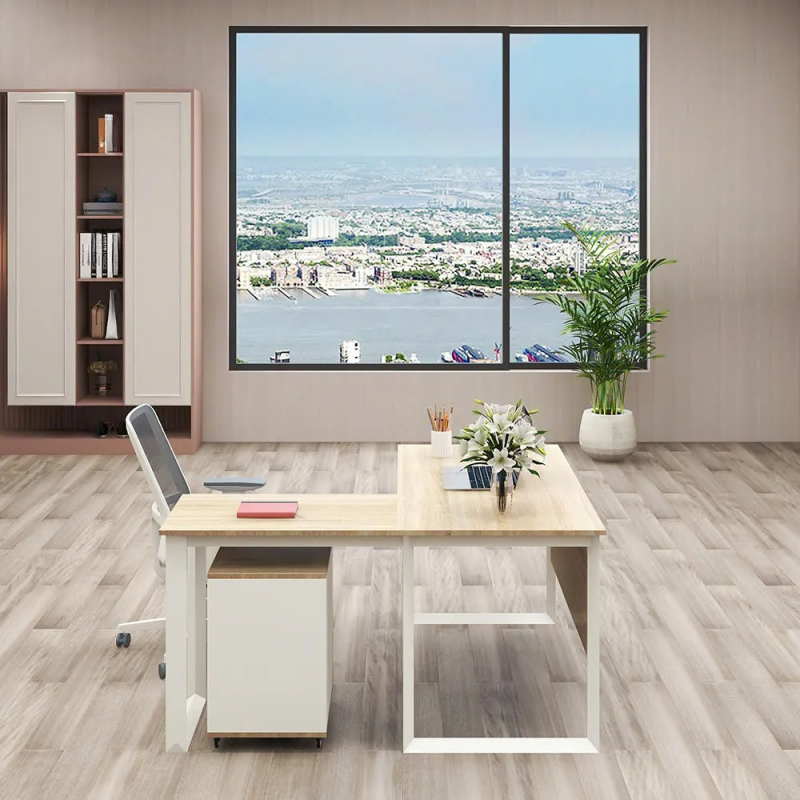 Bàn Làm Việc Chân Sắt Chữ L Yếm Lửng Chắc Chắn - BLV135