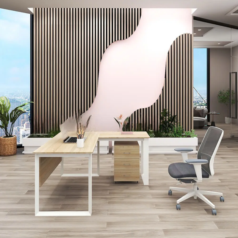 Bàn Làm Việc Chân Sắt Chữ L Yếm Lửng Chắc Chắn - BLV135