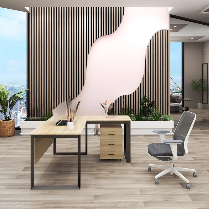 Bàn Làm Việc Chân Sắt Chữ L Yếm Lửng Chắc Chắn - BLV135