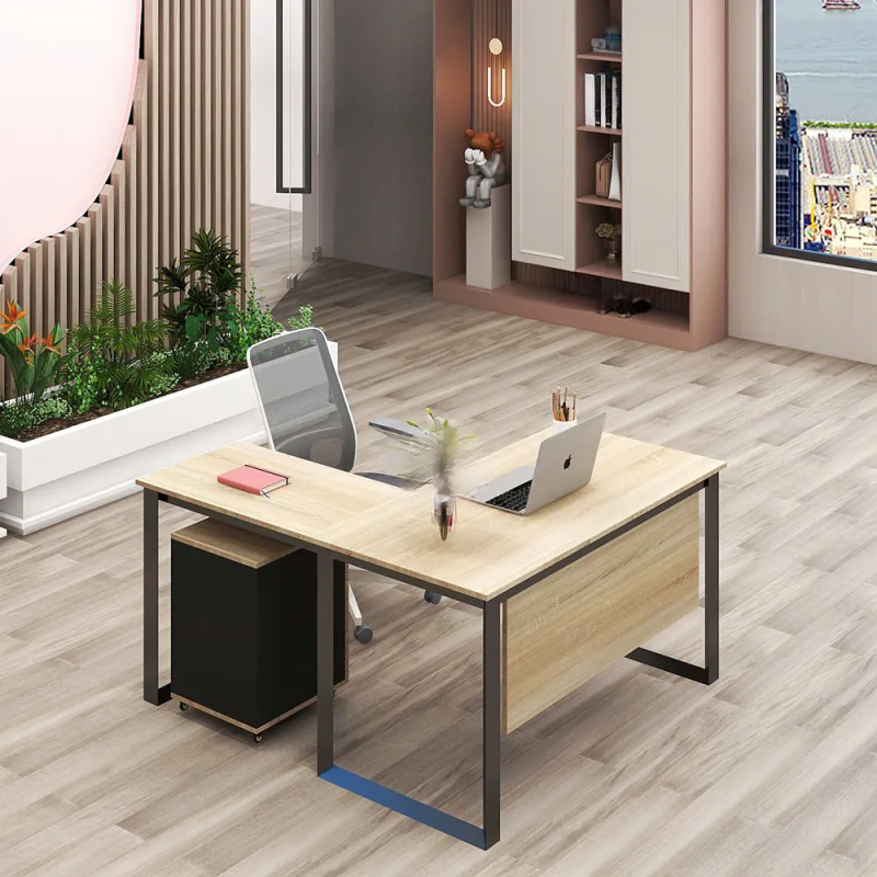Bàn Làm Việc Chân Sắt Chữ L Yếm Lửng Chắc Chắn - BLV135