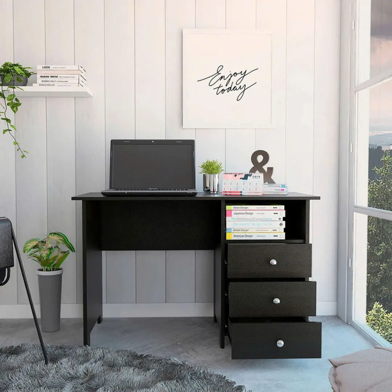 Bàn Làm Việc Gỗ Dài 1m2 Kèm Hộc 3 Ngăn Kéo - BG75