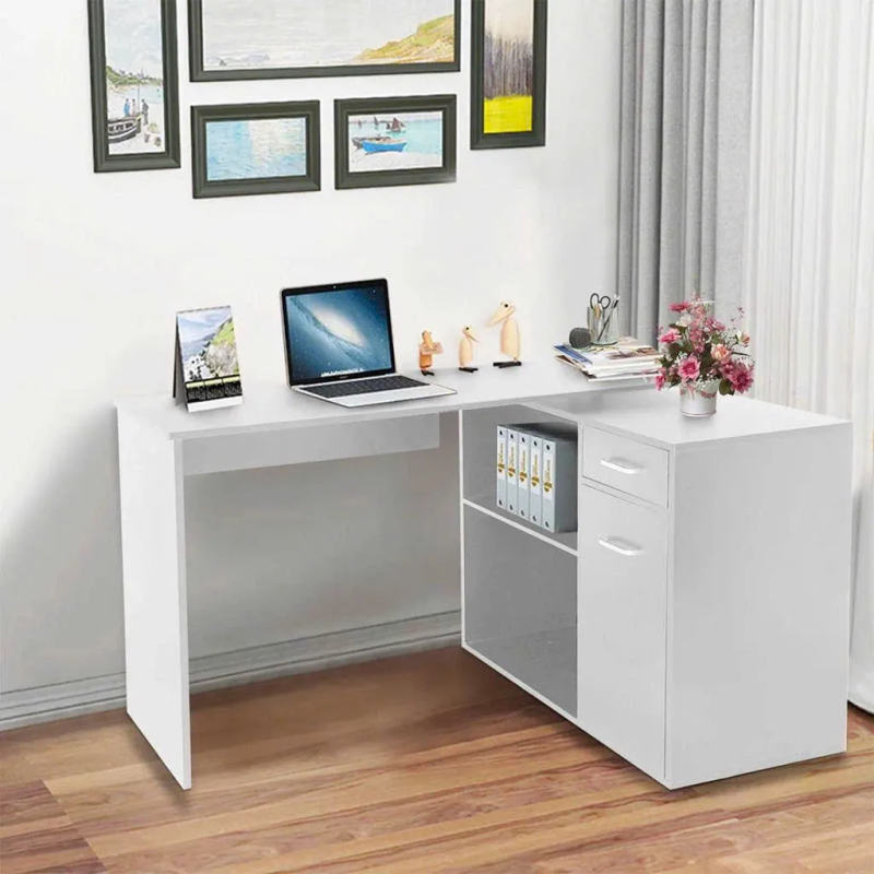 Bàn Làm Việc Gỗ Góc Kèm Tủ Và Kệ Mở - BG70