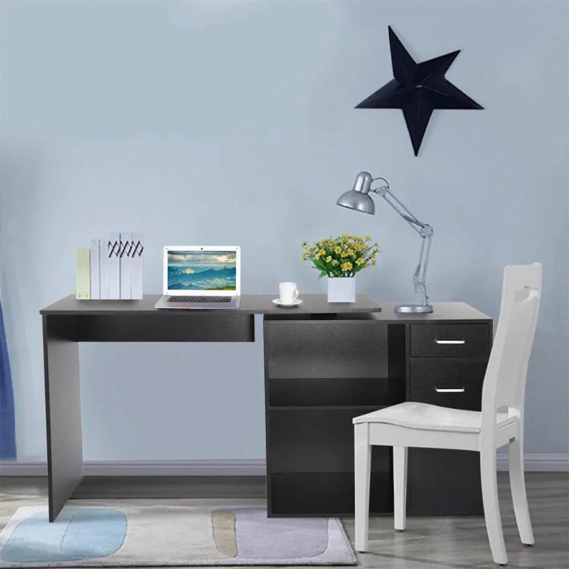 Bàn Làm Việc Gỗ Góc Kèm Tủ Và Kệ Mở - BG70