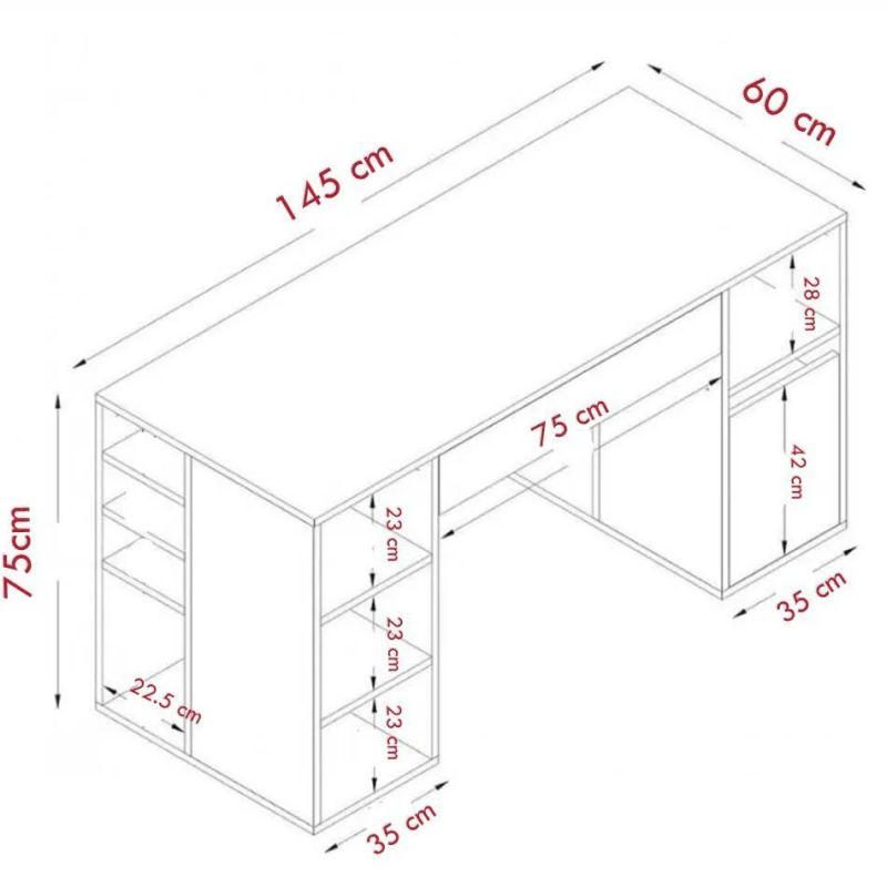 Bàn Làm Việc Gỗ Kèm Kệ Trang Trí 2 Bên Hiện Đại - BG78