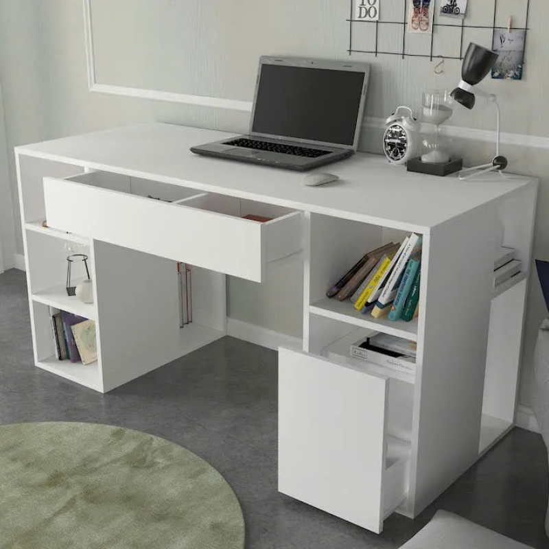 Bàn Làm Việc Gỗ Kèm Kệ Trang Trí 2 Bên Hiện Đại - BG78