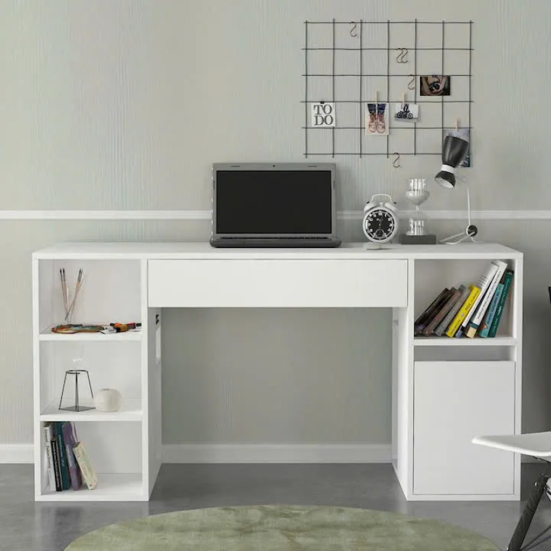 Bàn Làm Việc Gỗ Kèm Kệ Trang Trí 2 Bên Hiện Đại - BG78