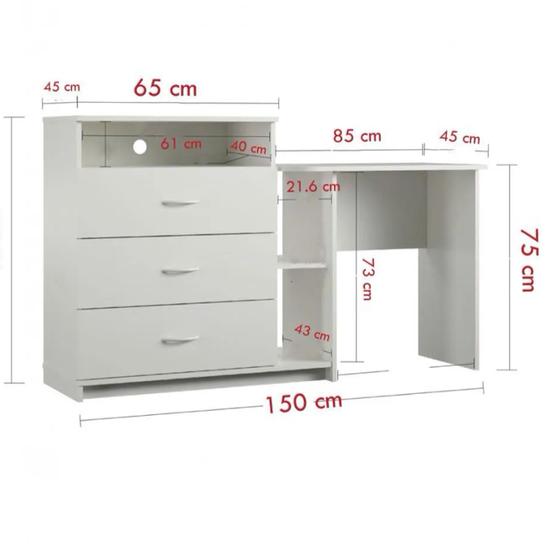 Bàn Làm Việc Gỗ Liền Tủ Có Kệ Lưu Trữ Tiện Dụng - BG68