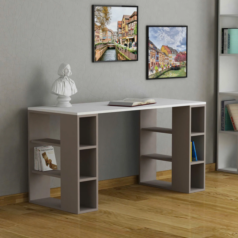 Bàn Làm Việc Gỗ Tích Hợp Kệ Sách Hai Bên - BG58