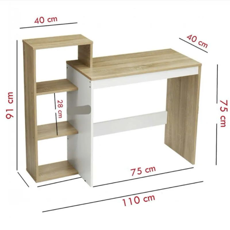 Bàn Làm Việc Gỗ Tối Giản Kèm Kệ Mở Đa Tầng - BG72