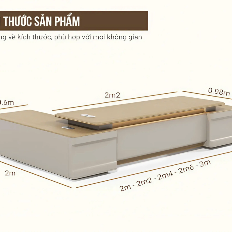 Bàn Giám Đốc Góc L Đa Năng Kiểu Mới - BGĐ94