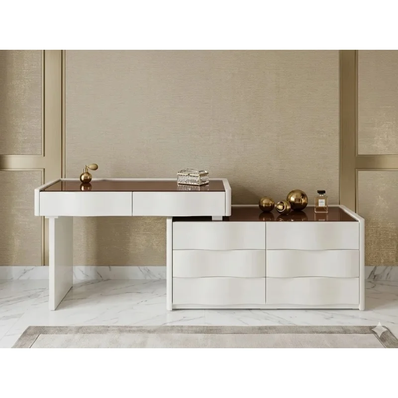 Bàn Trang Điểm Mặt Kính Nâu Sang Trọng - BTD35