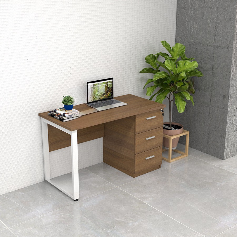 Bàn Làm Việc Văn Phòng Chân Sắt Có Hộc - BLV29