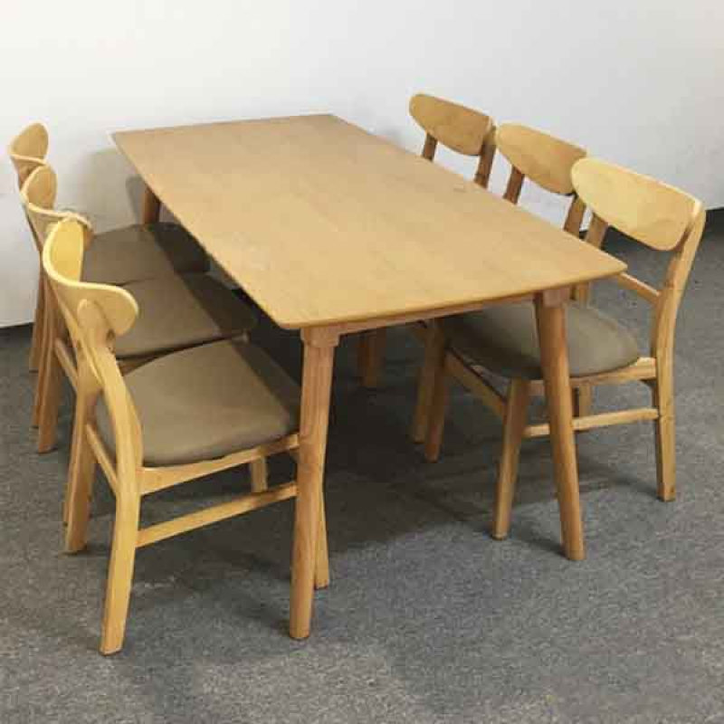 Bộ Bàn Ăn Gia Đình 6 Ghế Gỗ Màu Nâu - BGA15