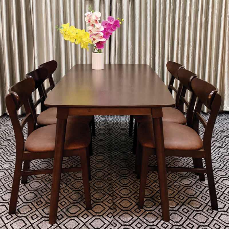 Bộ Bàn Ăn Gia Đình 6 Ghế Gỗ Màu Nâu - BGA15