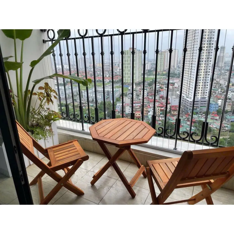 Bộ Bàn Ghế Tiếp Khách 4 Ghế Bàn Tròn Gấp Gọn - BGCF3