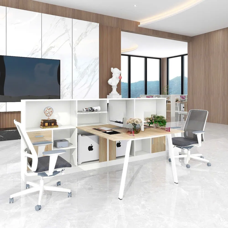 Cụm Bàn Làm Việc 2 Người Chân Sắt Kèm Tủ Sách - BC110