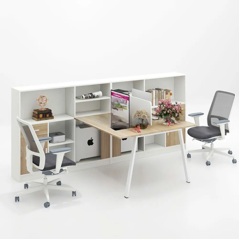 Cụm Bàn Làm Việc 2 Người Chân Sắt Kèm Tủ Sách - BC110