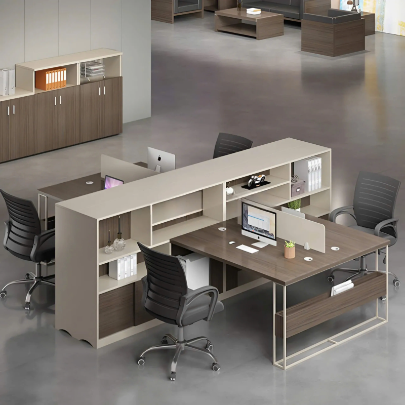Cụm Bàn Làm Việc 4 Người Liền Kệ Tủ Lưu Trữ - BC103