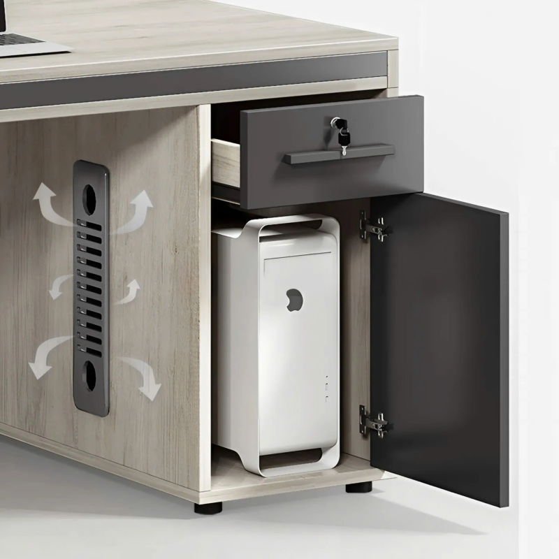 Cụm Bàn Làm Việc 4 Người Chân Sắt Tủ Tiện Lợi - BC81