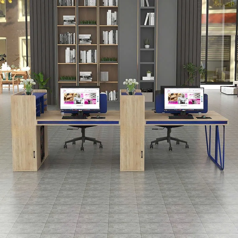  Cụm Bàn Làm Việc 4 Người Có Vách Ngăn Kệ Sách - BC115