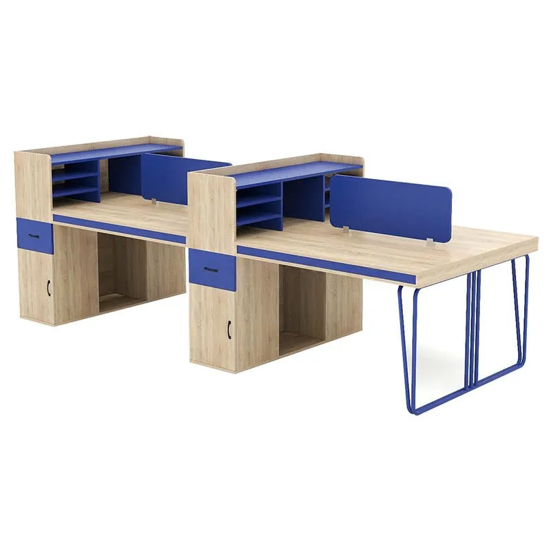 Cụm Bàn Làm Việc 4 Người Có Vách Ngăn Kệ Sách - BC115