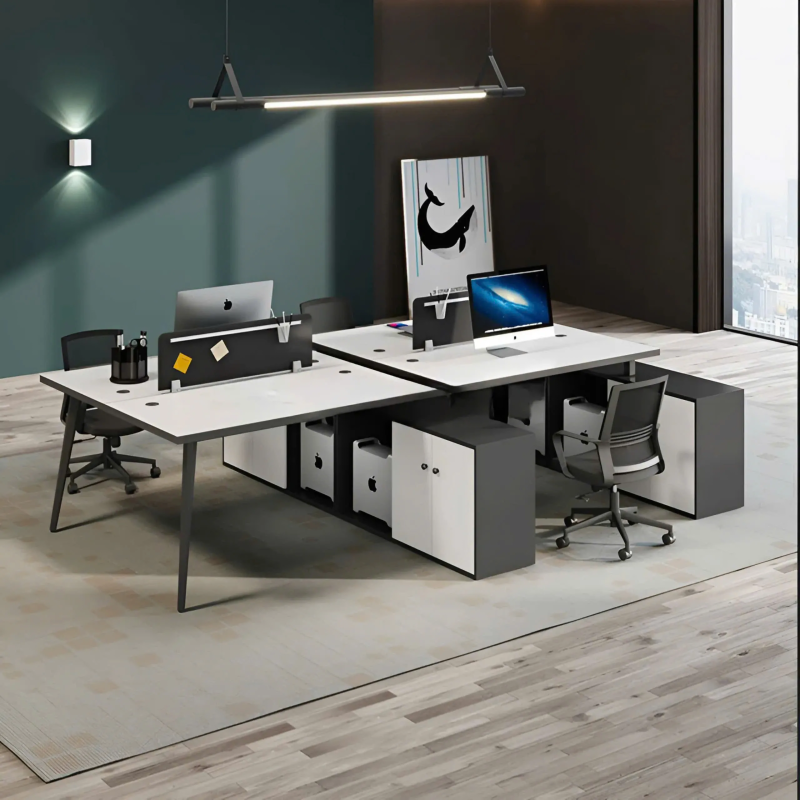 Cụm Bàn Làm Việc 4 Người Kèm Tủ Và Vách Ngăn - BC71
