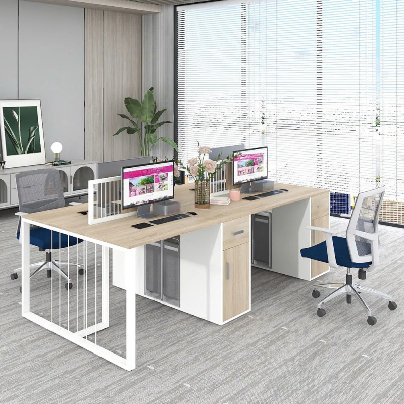Cụm Bàn Làm Việc 4 Người Khung Sắt Lưới Mới Lạ - BC114