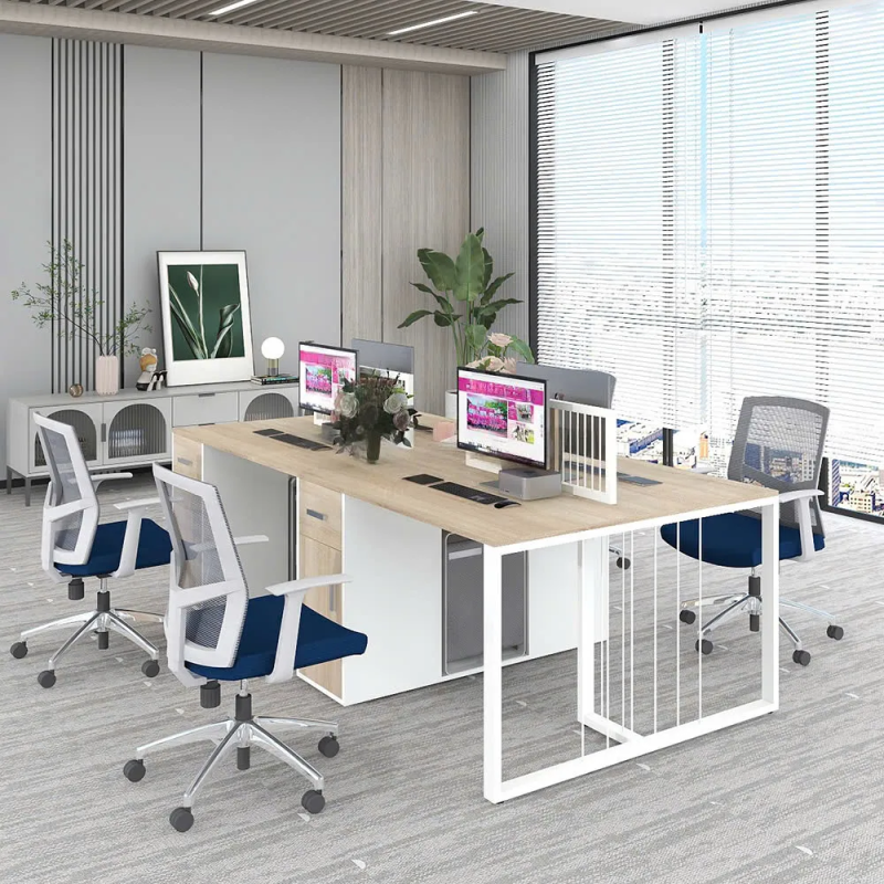 Cụm Bàn Làm Việc 4 Người Khung Sắt Lưới Mới Lạ - BC114