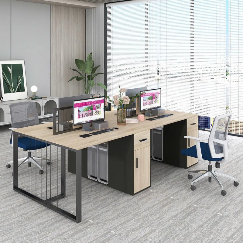 Cụm Bàn Làm Việc 4 Người Khung Sắt Lưới Mới Lạ - BC114