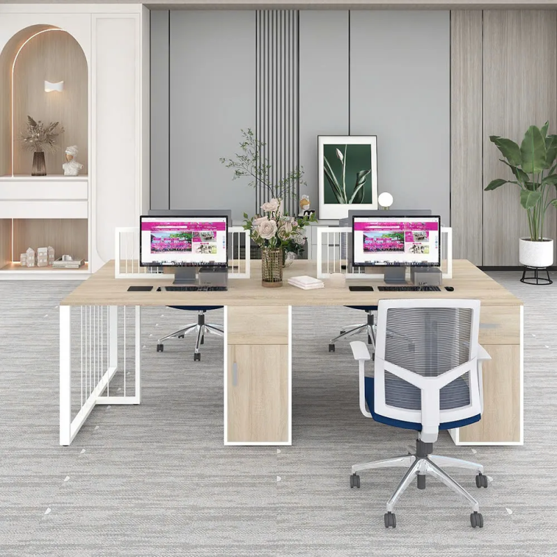 Cụm Bàn Làm Việc 4 Người Khung Sắt Lưới Mới Lạ - BC114