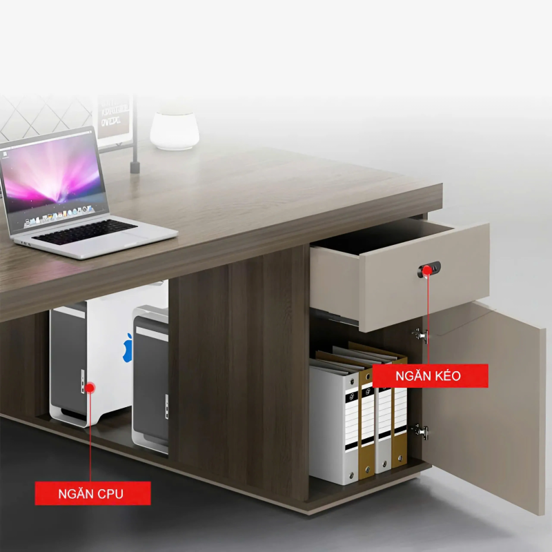Cụm Bàn Làm Việc 8 Người Chân Sắt Tích Hợp Kệ - BC94