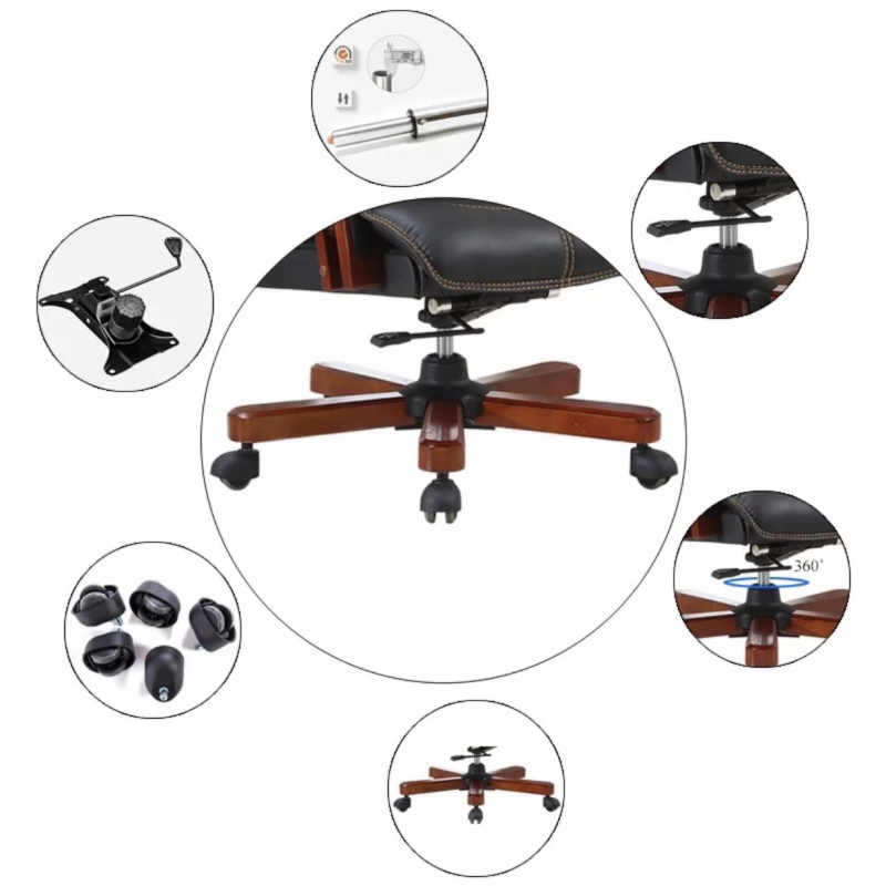 Ghế Giám Đốc Bọc Da Cao Cấp Tay Gỗ - GGĐ6