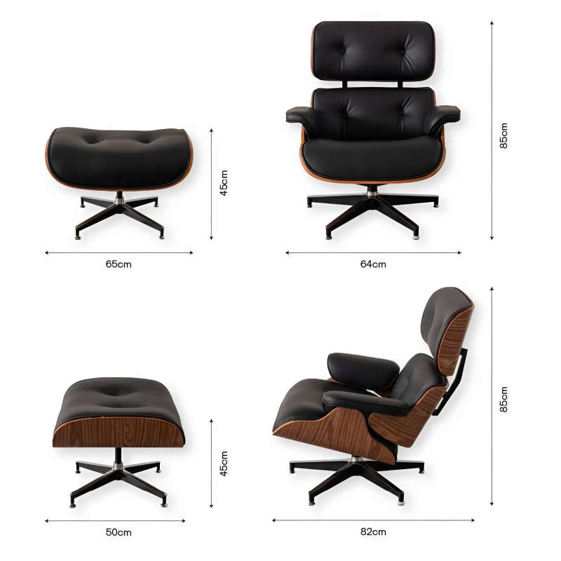 Ghế Giám Đốc Da Đen Khung Gỗ Kèm Đôn Chân - GGĐ50