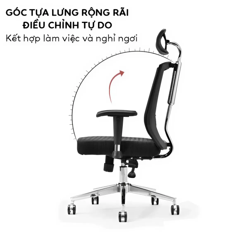 Ghế Lưới Công Thái Học Với Tựa Đầu Điều Chỉnh - CTH29 