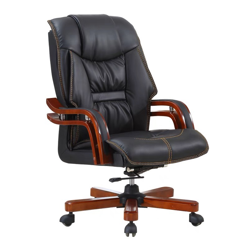 Ghế Giám Đốc Lưng Ghế Bọc Da Tay Gỗ Sơn Pu- GGĐ8