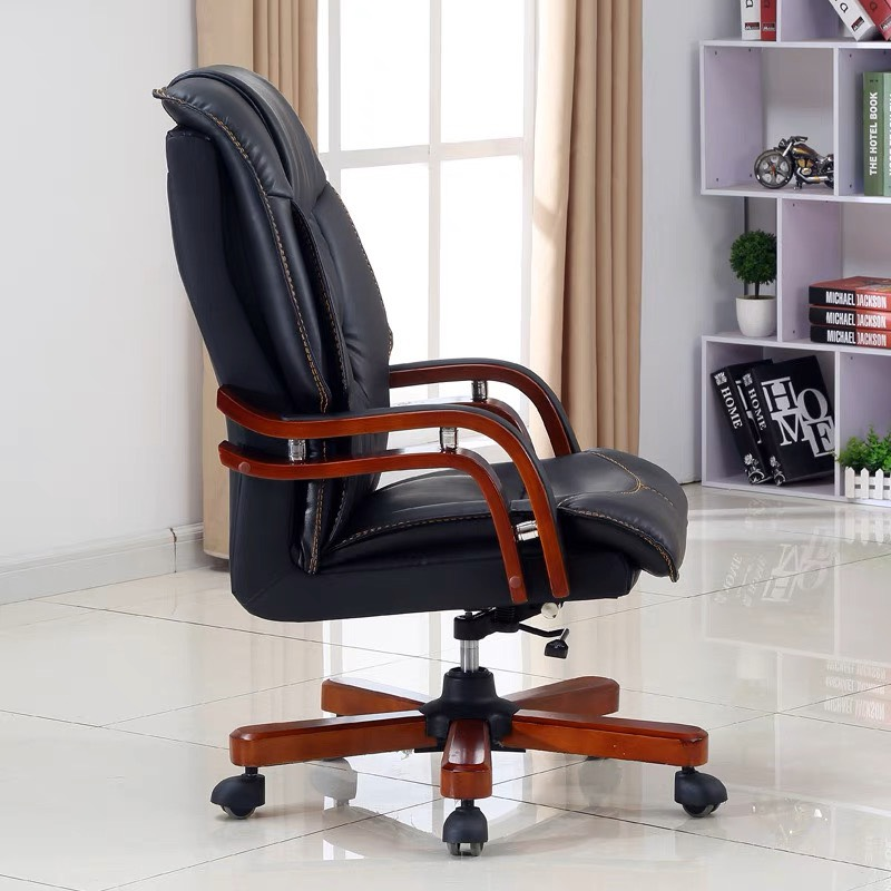 Ghế Giám Đốc Lưng Ghế Bọc Da Tay Gỗ Sơn Pu- GGĐ8
