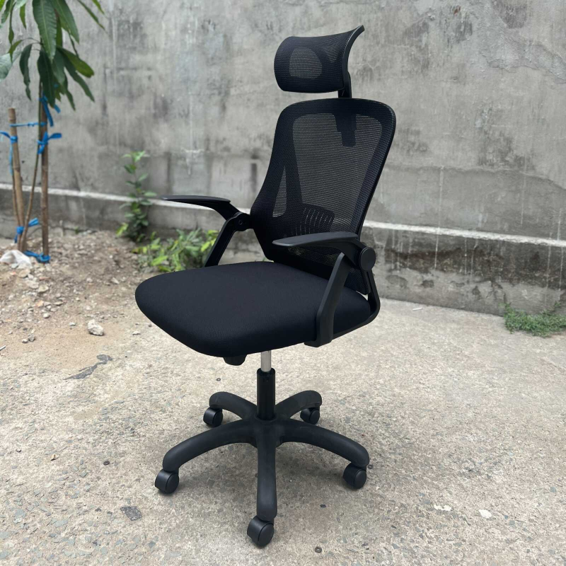 Ghế Xoay Văn Phòng Tựa Đầu Tay Gập Màu Đen - GX31