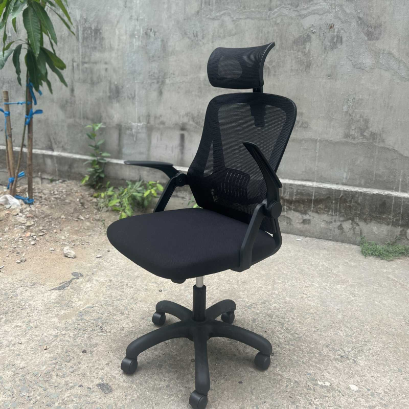 Ghế Xoay Văn Phòng Tựa Đầu Tay Gập Màu Đen - GX31