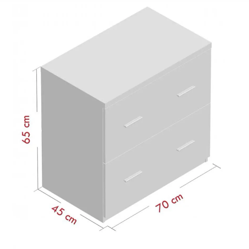 Hộc Tủ Gỗ 2 Ngăn Kéo Tay Cầm Ngang Hiện Đại - TP49