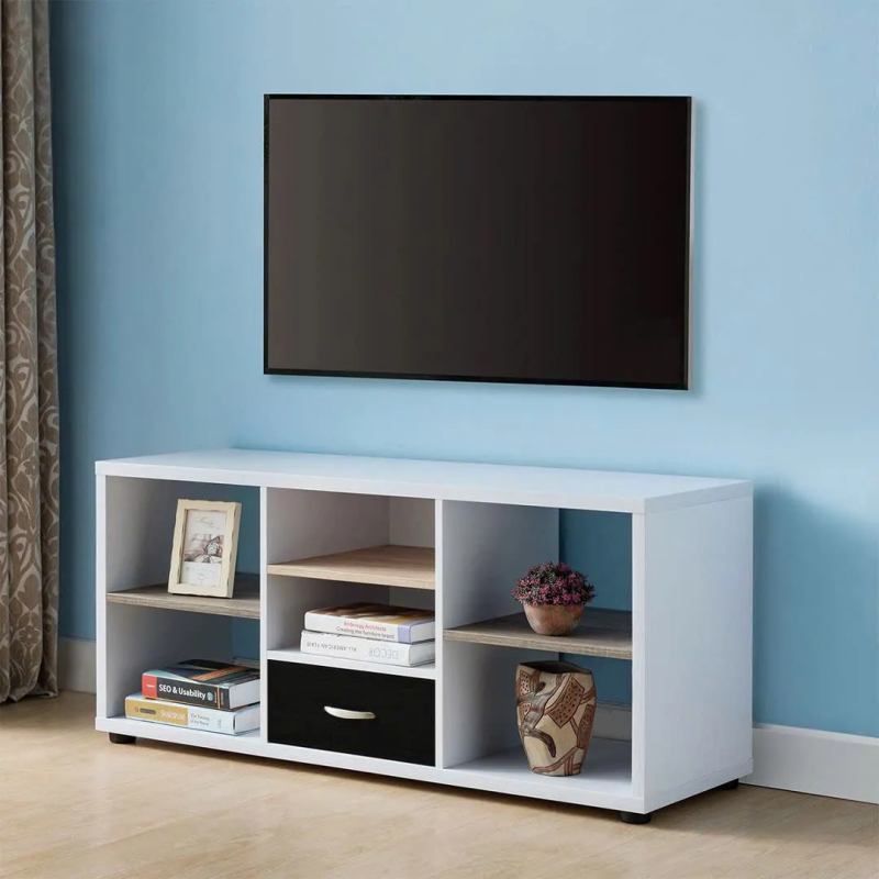 Kệ Tivi Dáng Thấp Có Ngăn Kéo Trung Tâm Và Kệ Mở - KTV23