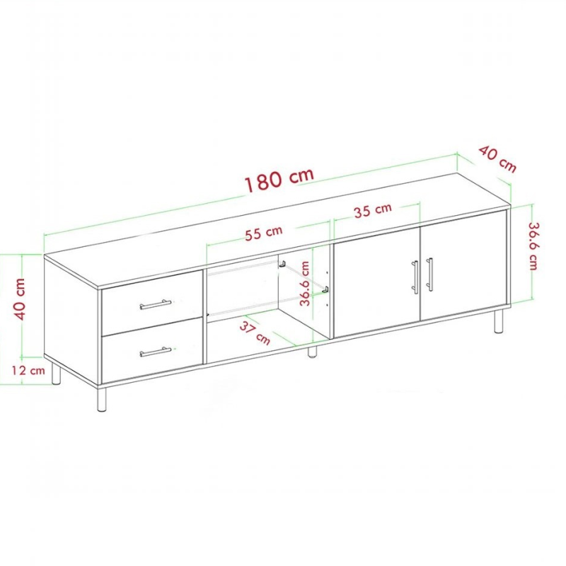 Kệ Tivi Gỗ Công Nghiệp 2 Ngăn Kéo Và 2 Cánh Mở - KTV28
