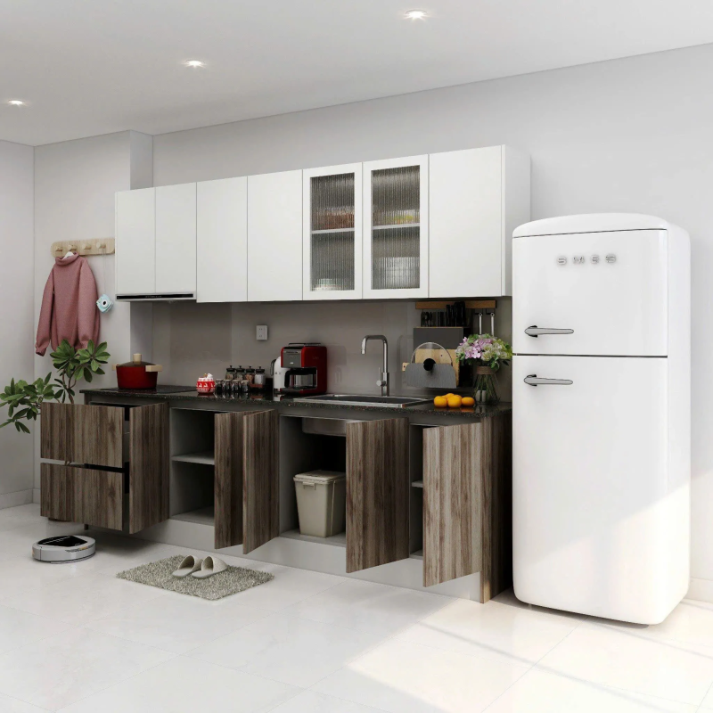 Tủ Bếp Chữ L Vân Sọc Thời Thượng - TB38