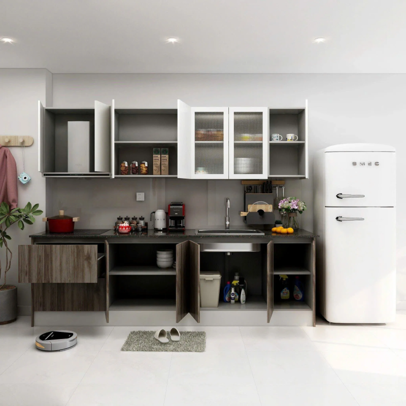 Tủ Bếp Chữ L Vân Sọc Thời Thượng - TB38